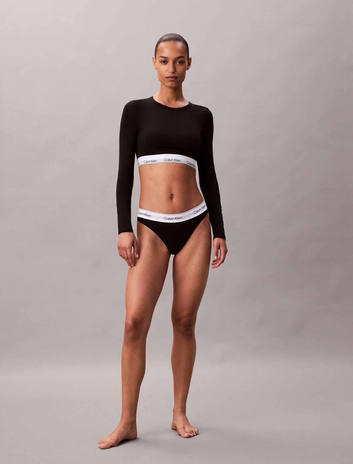 Calvin Klein Icon Cotton Modal Lightly Lined Long Sleeve Tee Bralette