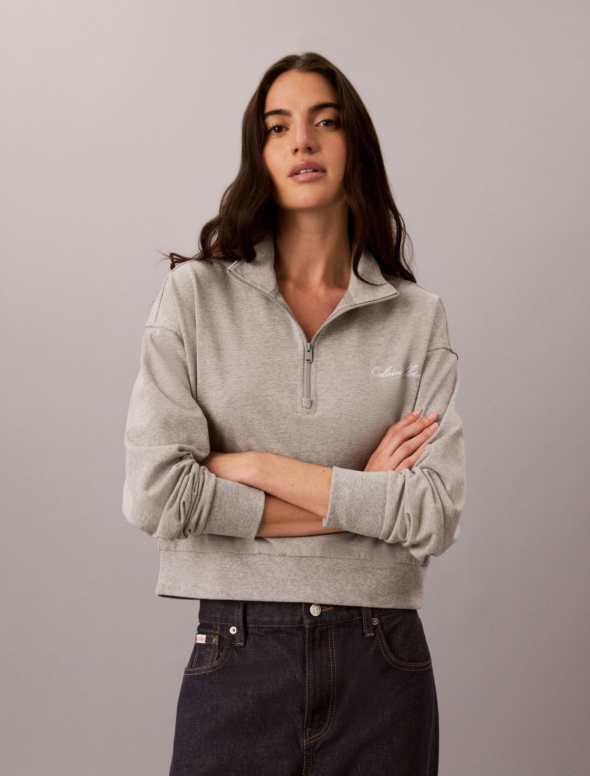 Calvin Klein Logo Cotton Jersey Sleep Sweatshirt