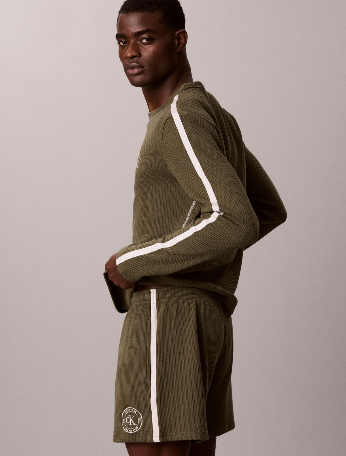Calvin Klein Brushed Waffle Long Sleeve Sleep Tee