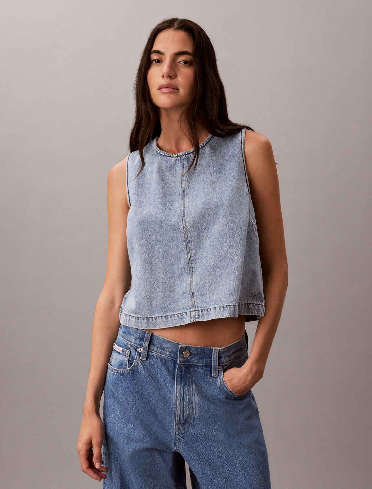 Calvin Klein Denim Cropped Shell Top
