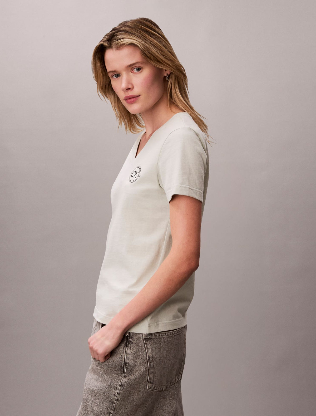 Calvin Klein Embroidered CK Crest V-Neck Tee