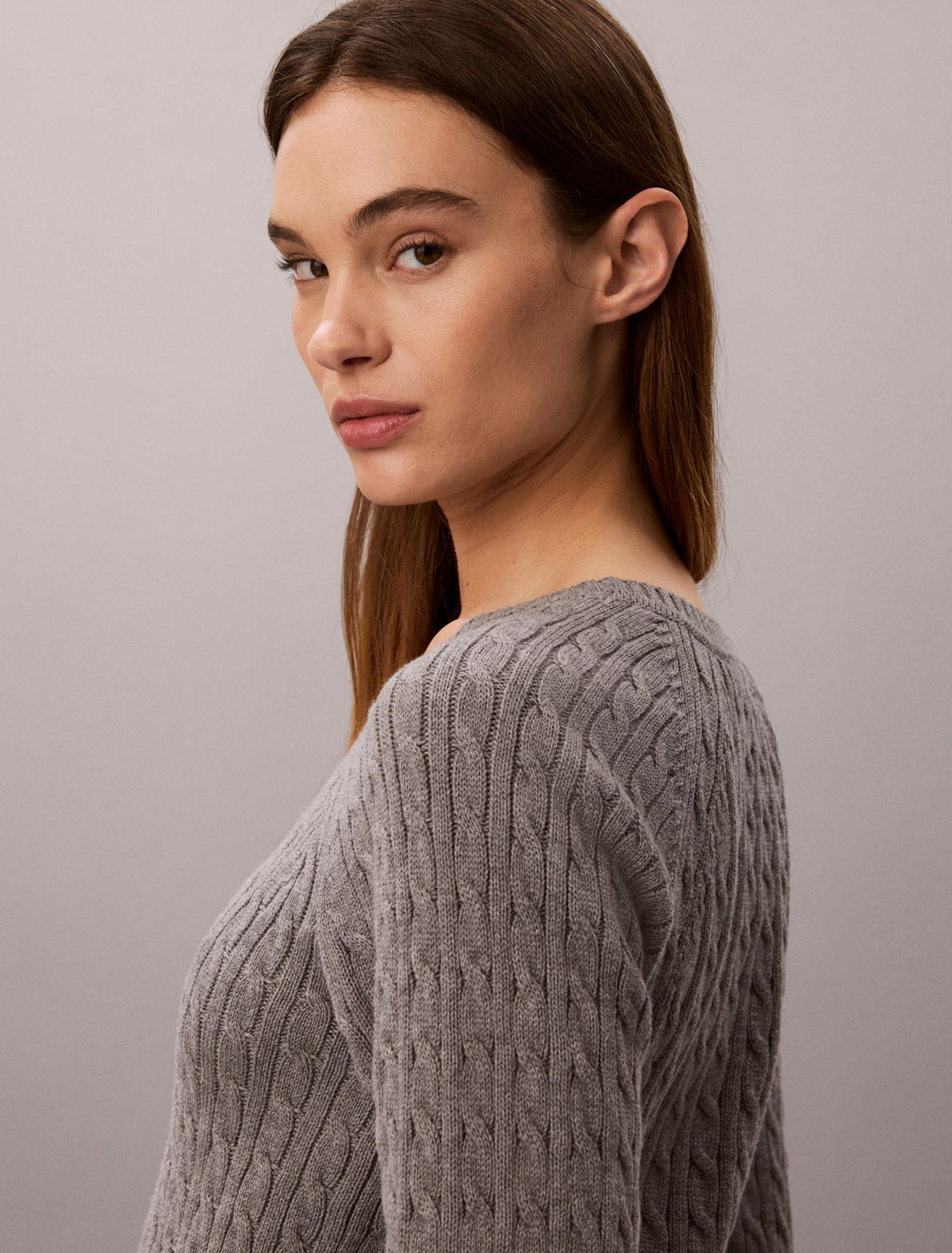 Calvin Klein Cable Knit Tipping Crewneck Sweater