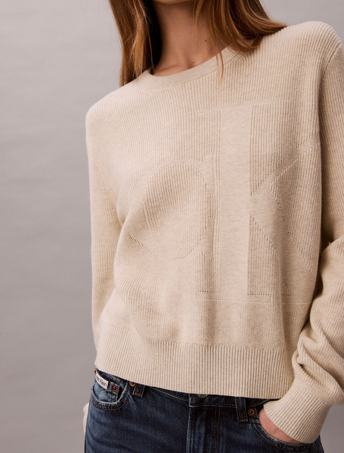 Calvin Klein Smooth Cotton Monogram Sweater