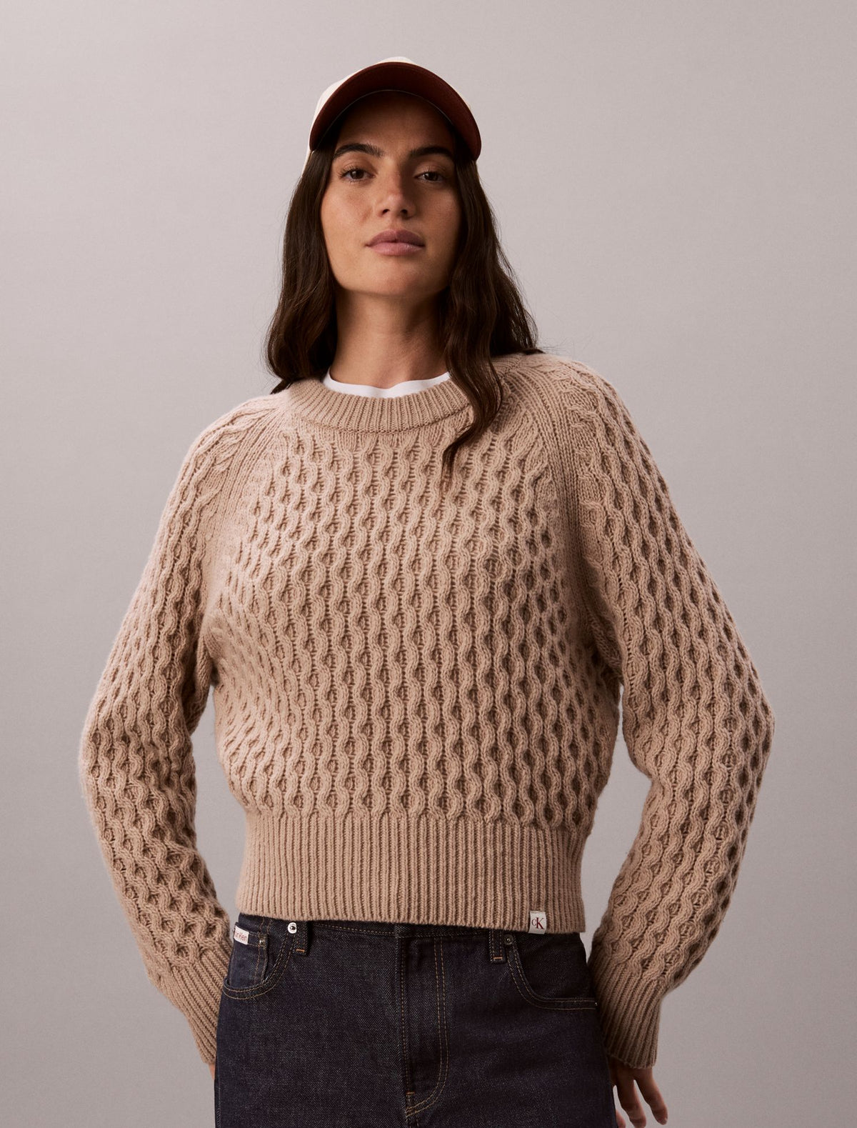Calvin Klein Merino Wool Blend Cable Knit Sweater