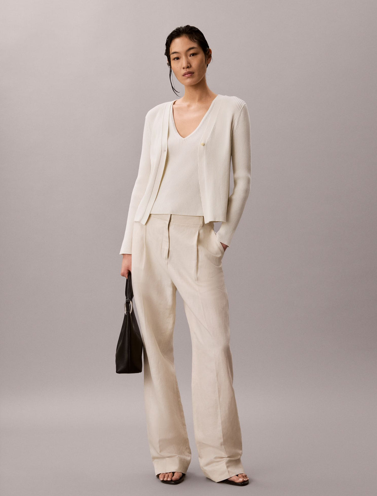 Calvin Klein Cotton Rib Cardigan and Tank Set