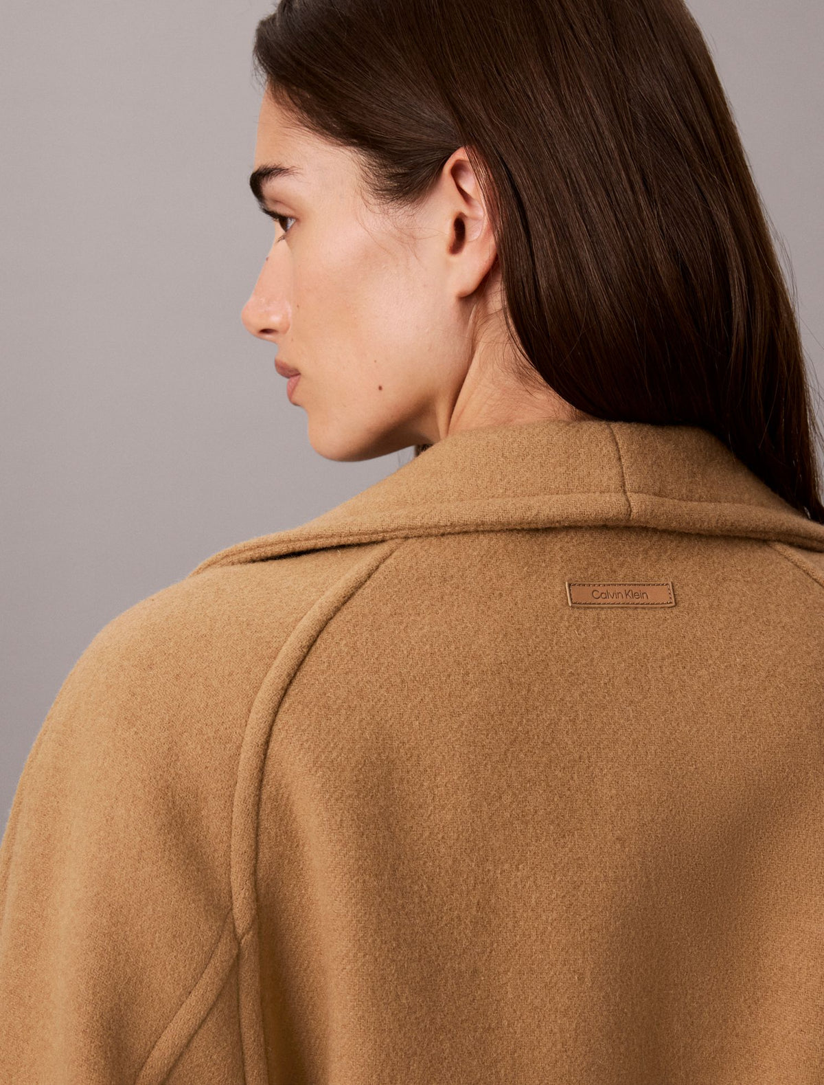 Calvin Klein Wool Blend Funnel Neck Coat