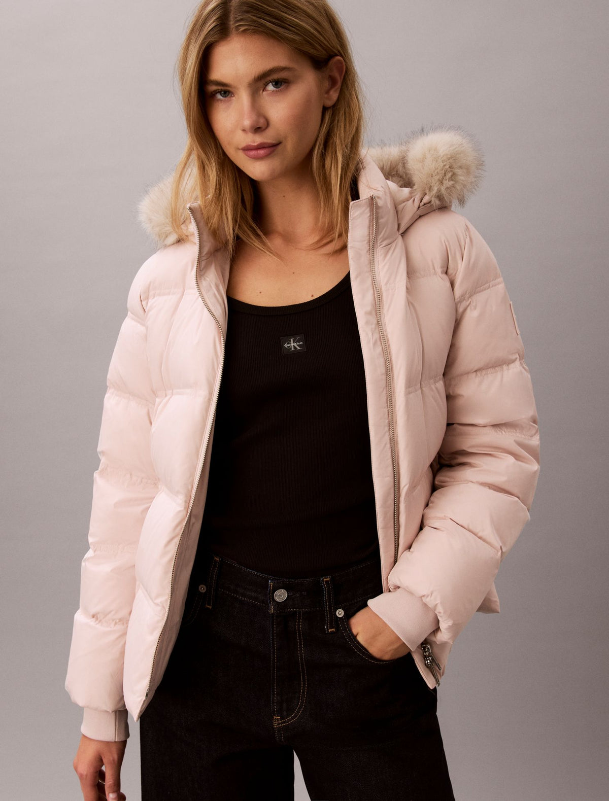 Calvin Klein Matte Belted Short Puffer Jacket