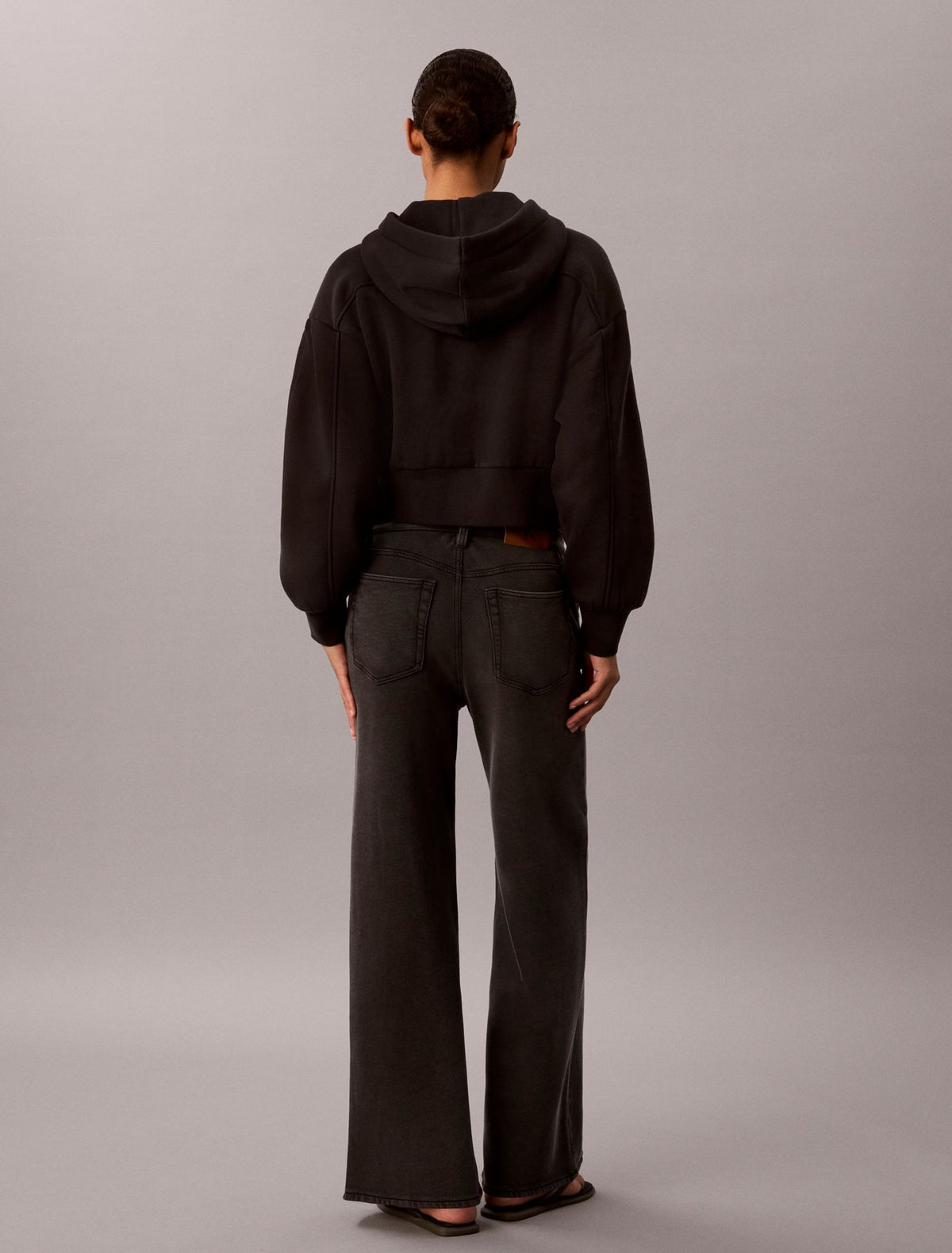 Calvin Klein Denim Wash French Terry Wide Leg Pants