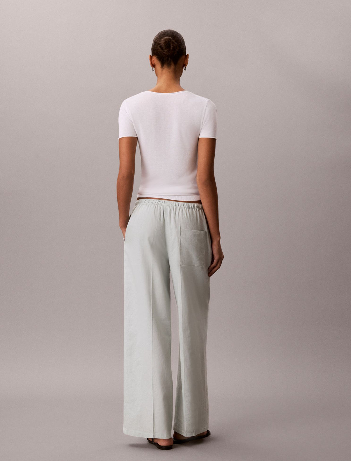 Calvin Klein Linen Blend Drawstring Wide Leg Pants