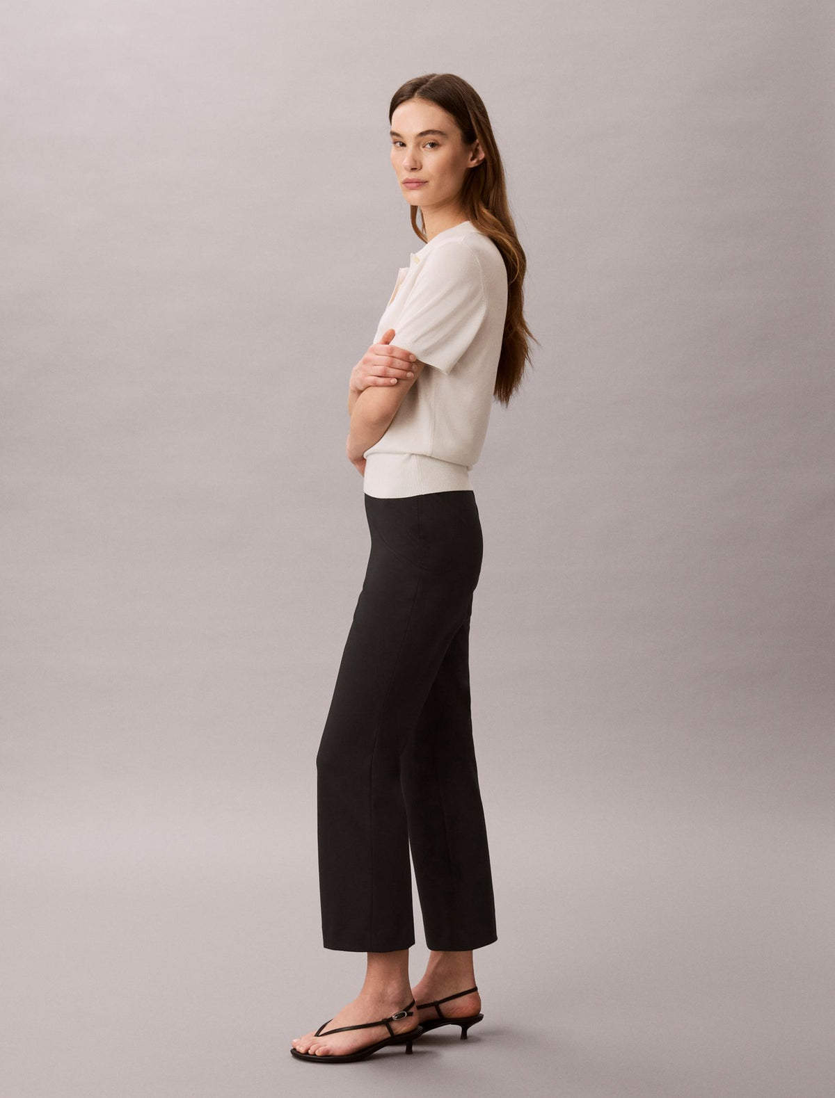 Calvin Klein Ponte Cropped Flared Pants