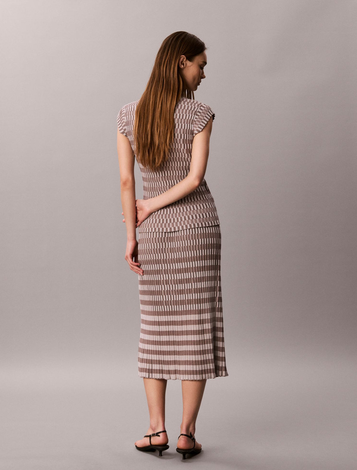 Calvin Klein Tech Knit Checkered Rib Skirt