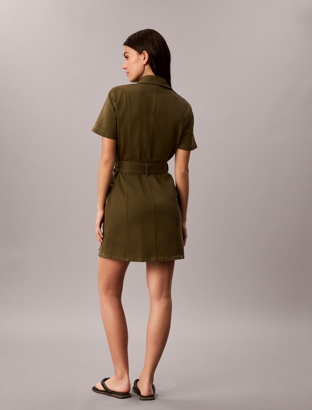 Calvin Klein Stretch Twill Belted Dress