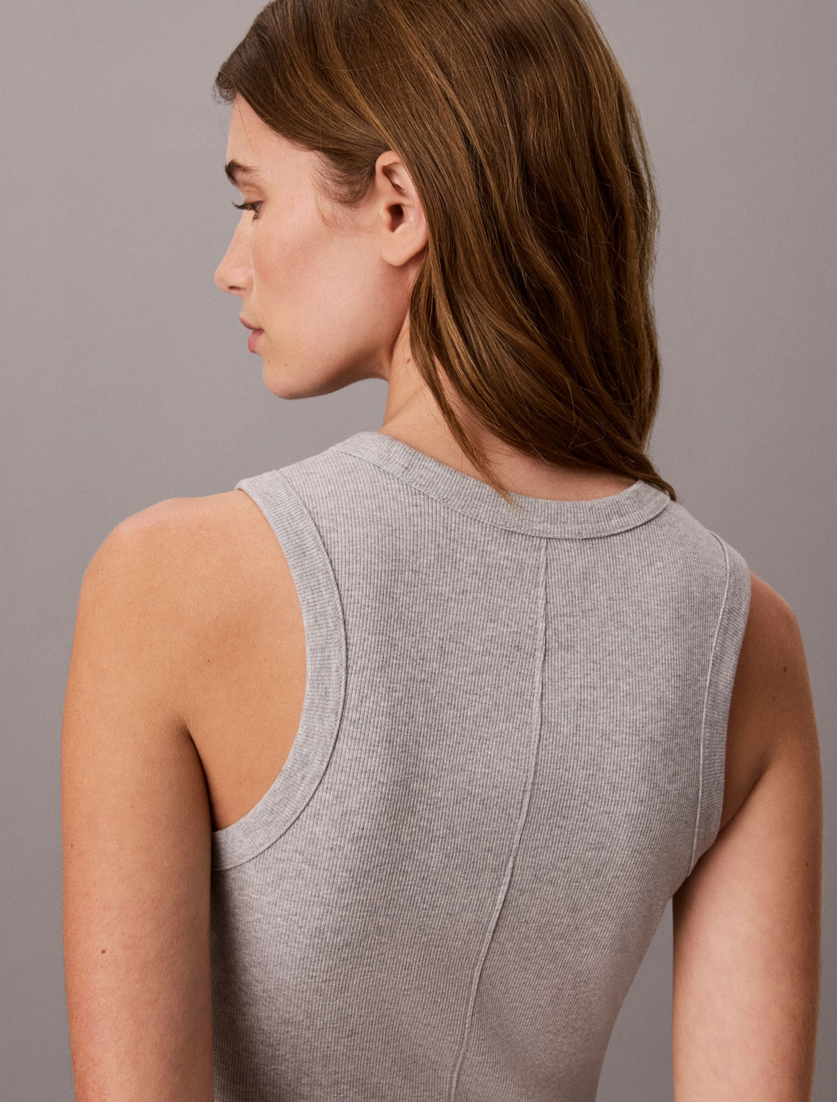 Calvin Klein Embroidered Monogram Rib Midi Tank Dress