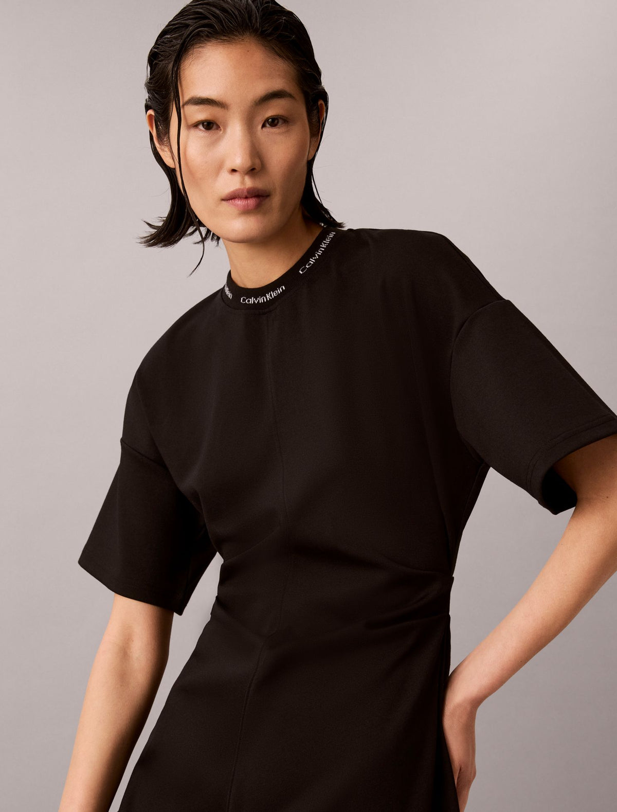 Calvin Klein Logo Rib Interlock T-Shirt Dress