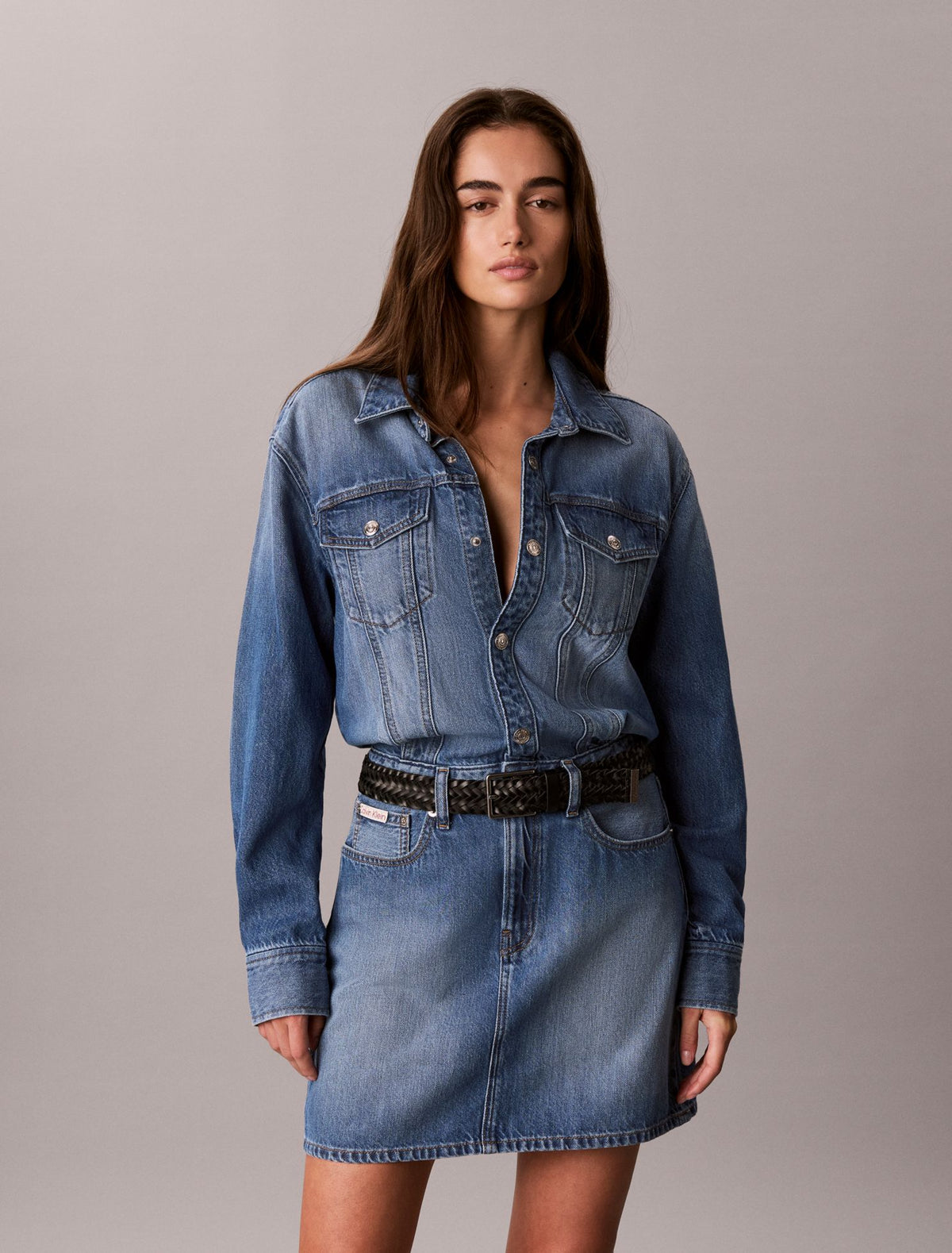 Calvin Klein Denim Mini Trucker Dress