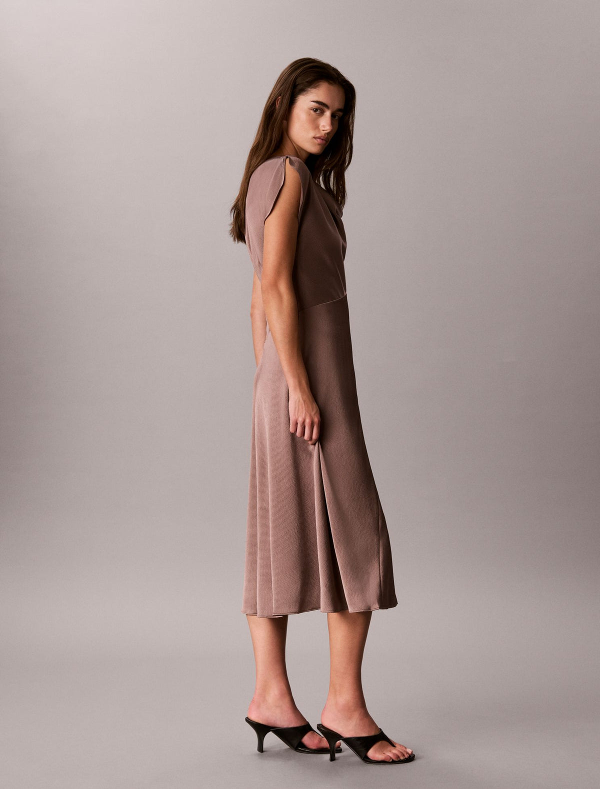 Calvin Klein Hammered Satin Midi Dress