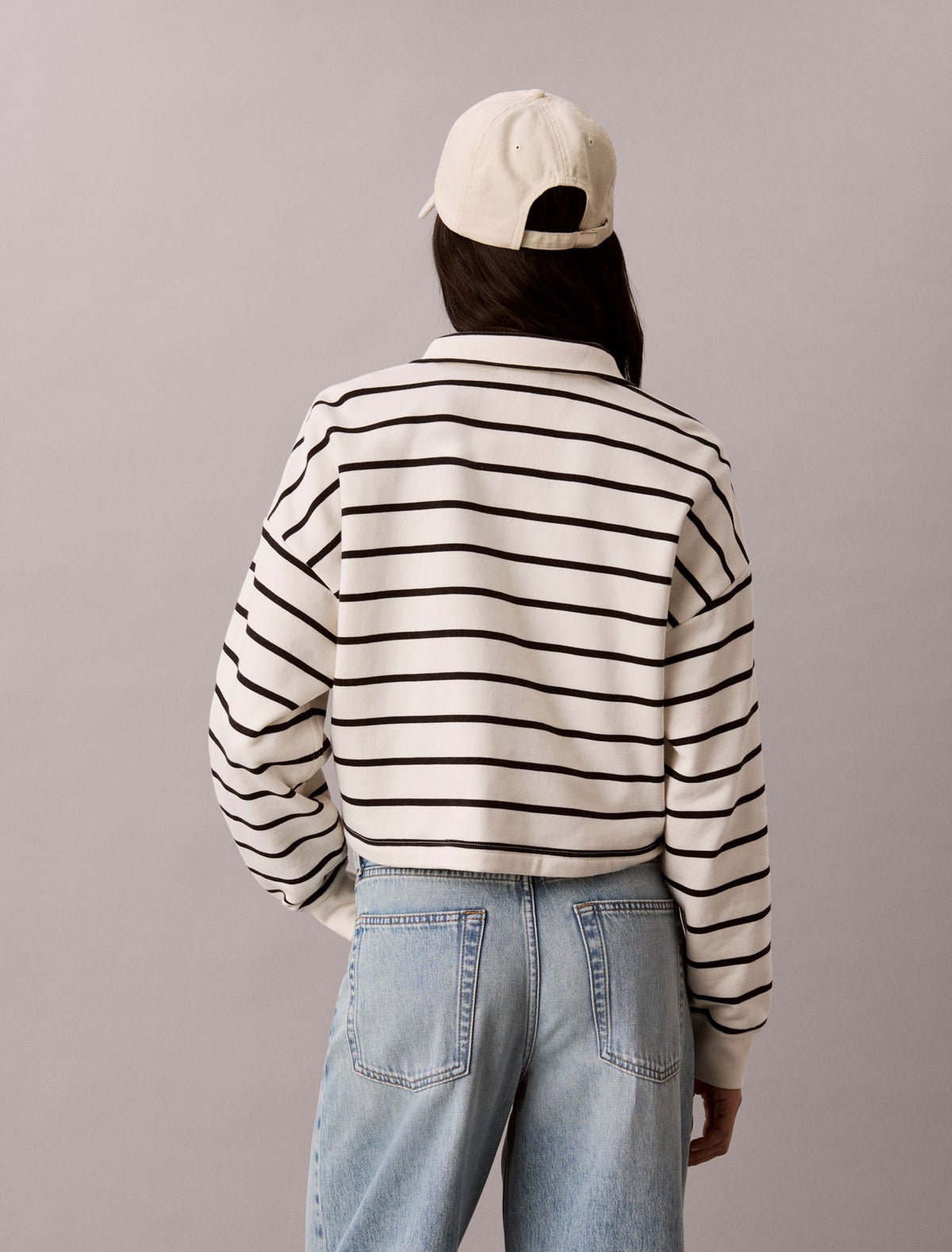 Calvin Klein Striped Monogram Terry Cropped Top