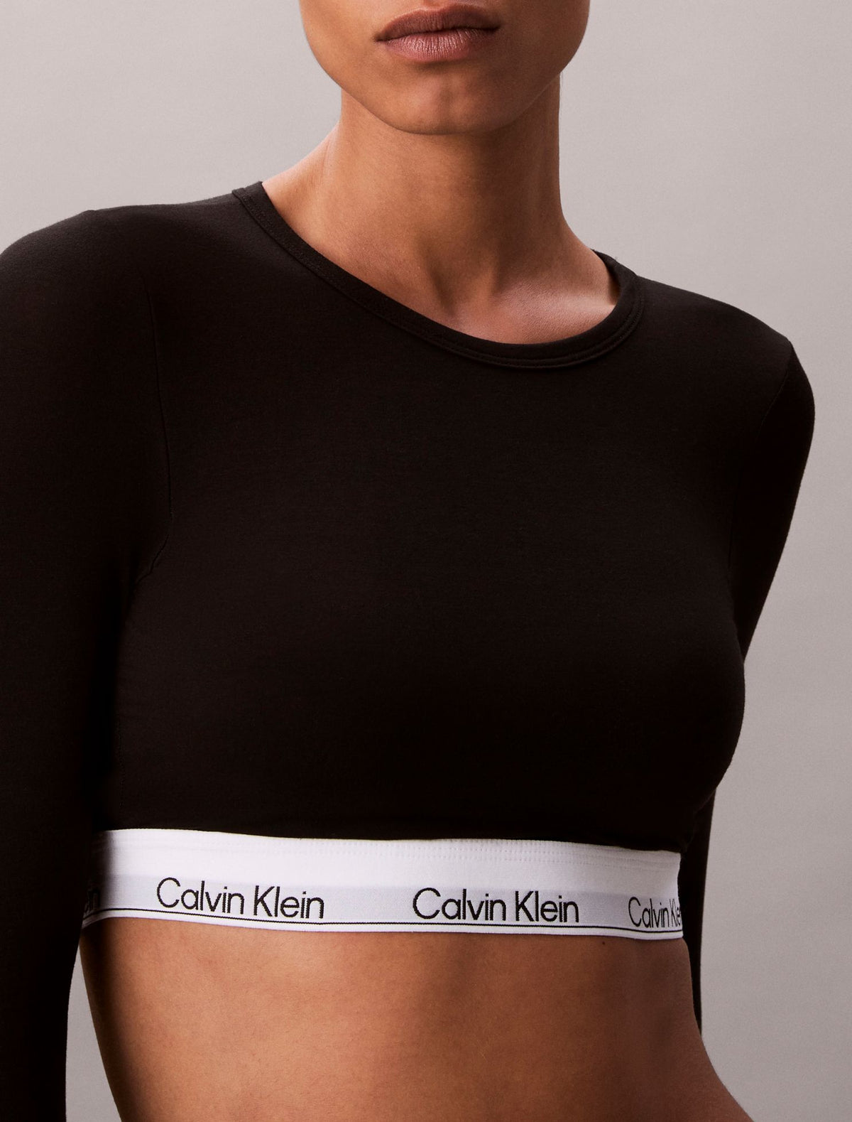 Calvin Klein Icon Cotton Modal Lightly Lined Long Sleeve Tee Bralette