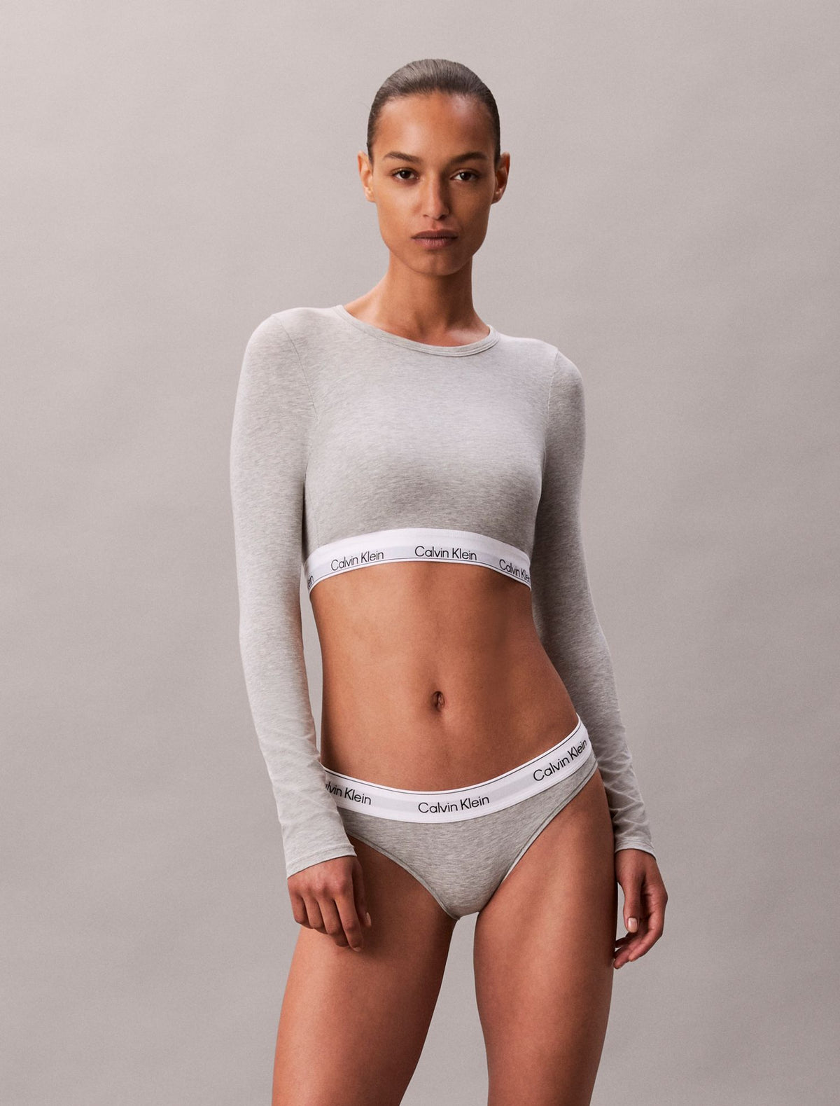 Calvin Klein Icon Cotton Modal Lightly Lined Long Sleeve Tee Bralette