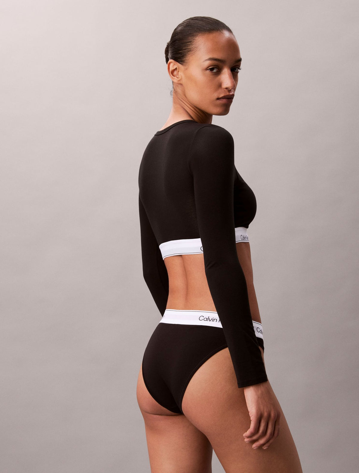 Calvin Klein Icon Cotton Modal Lightly Lined Long Sleeve Tee Bralette