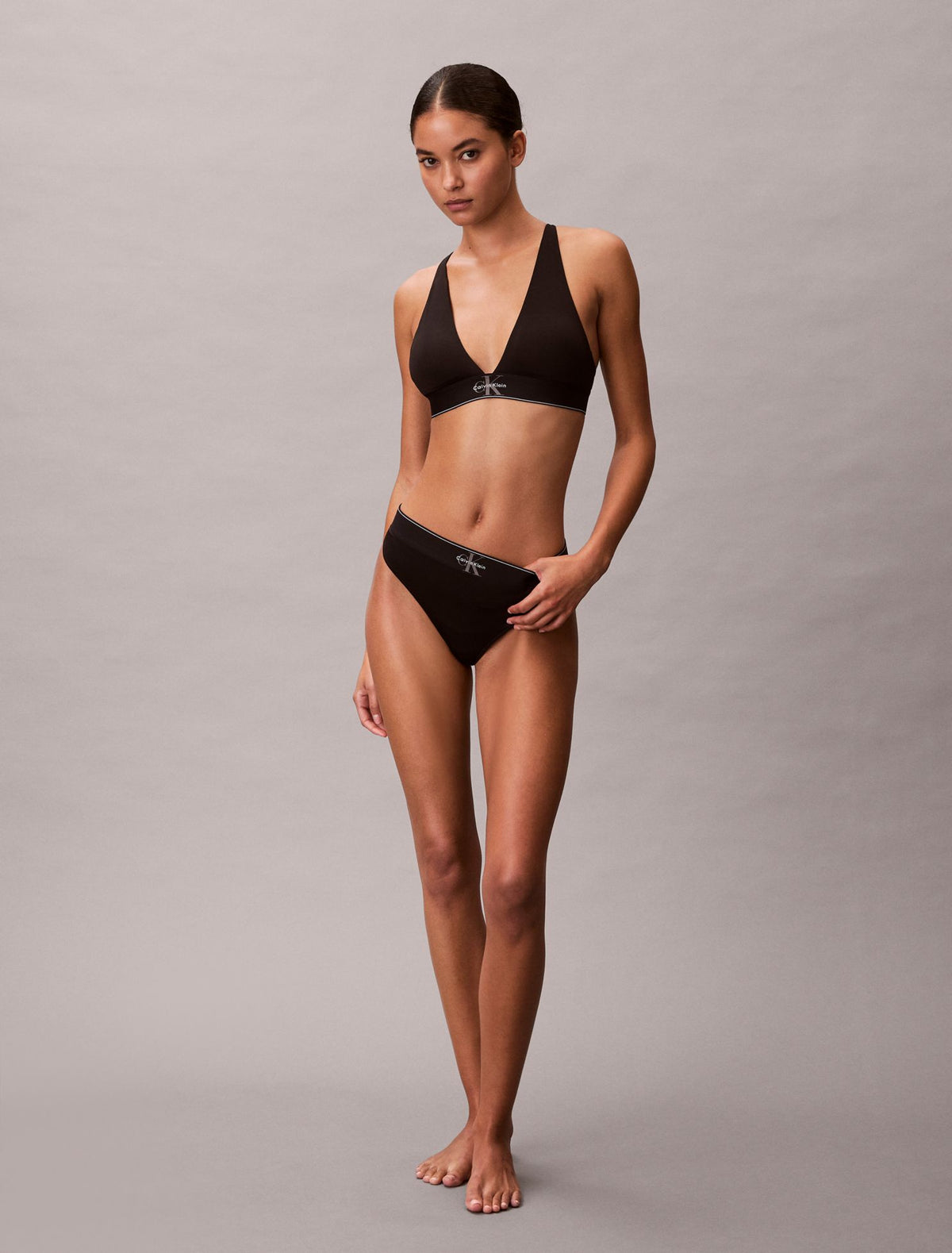 Calvin Klein Graphic Monogram Microfiber Stretch Lightly Lined Triangle Bralette
