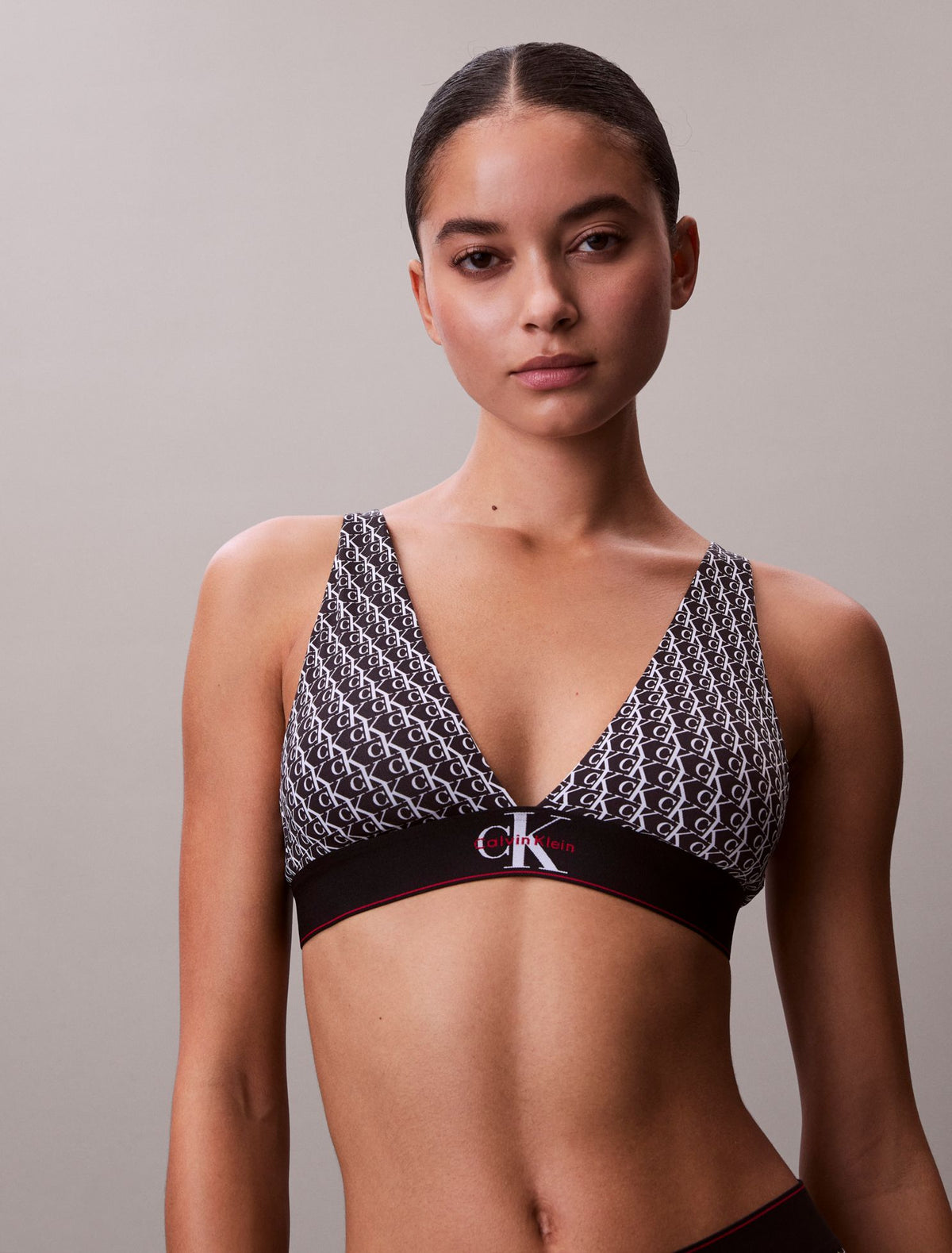 Calvin Klein Graphic Monogram Microfiber Stretch Lightly Lined Triangle Bralette