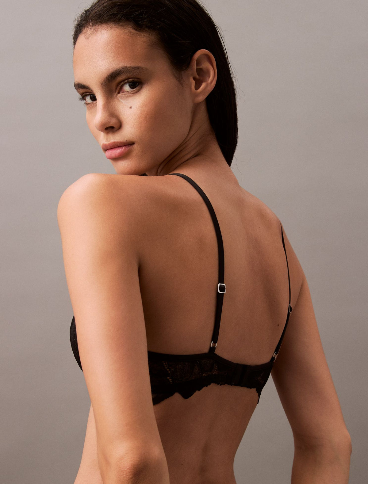 Calvin Klein CK Black Floral Lace Plunge Bra