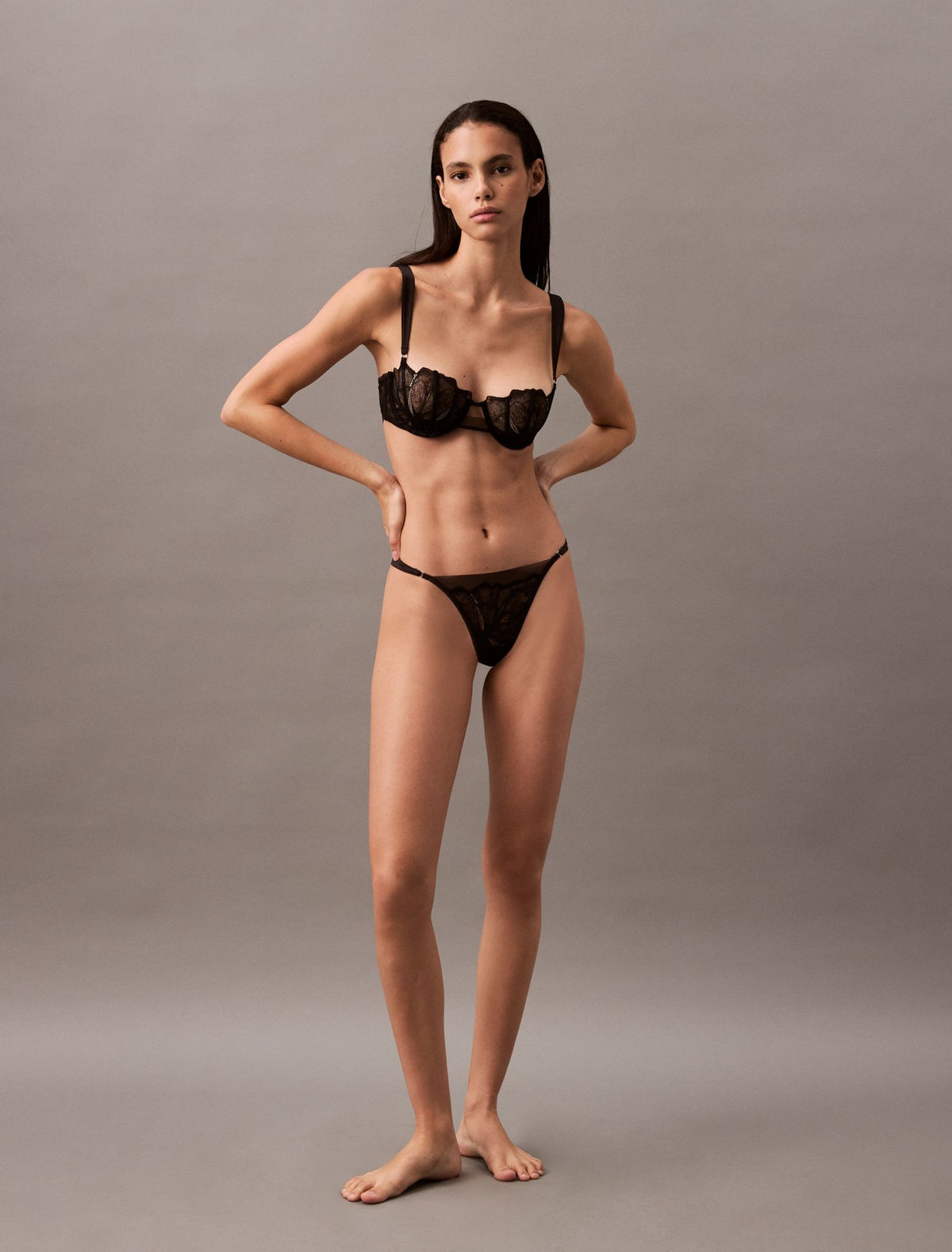 Calvin Klein CK Black Floral Lace Unlined Balconette Bra