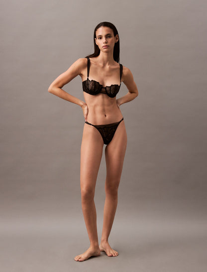 Calvin Klein CK Black Floral Lace Unlined Balconette Bra