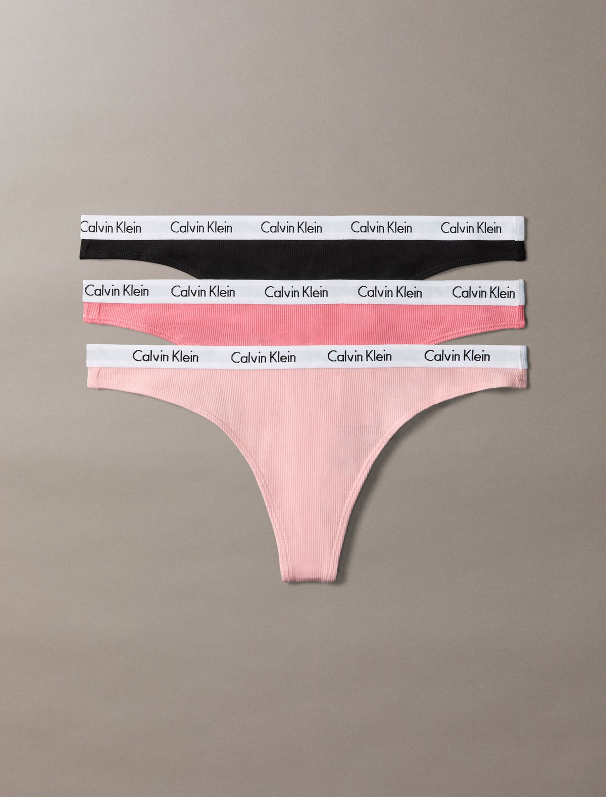 Calvin Klein Carousel Cotton Stretch Rib 3-Pack Thong