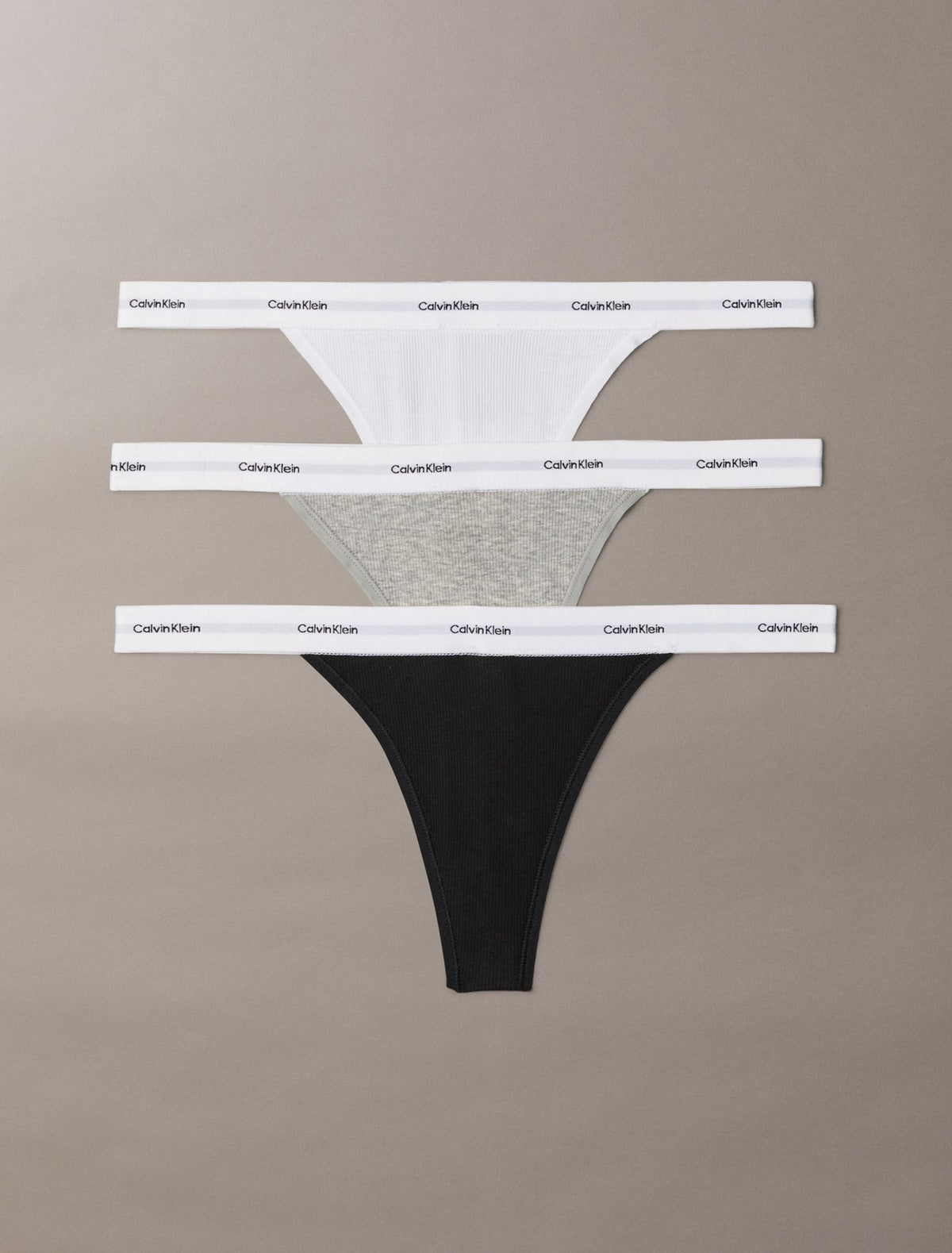 Calvin Klein Cotton Stretch Rib 3-Pack String Thong
