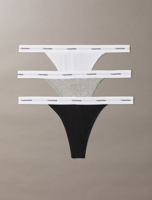 Calvin Klein Cotton Stretch Rib 3-Pack String Thong