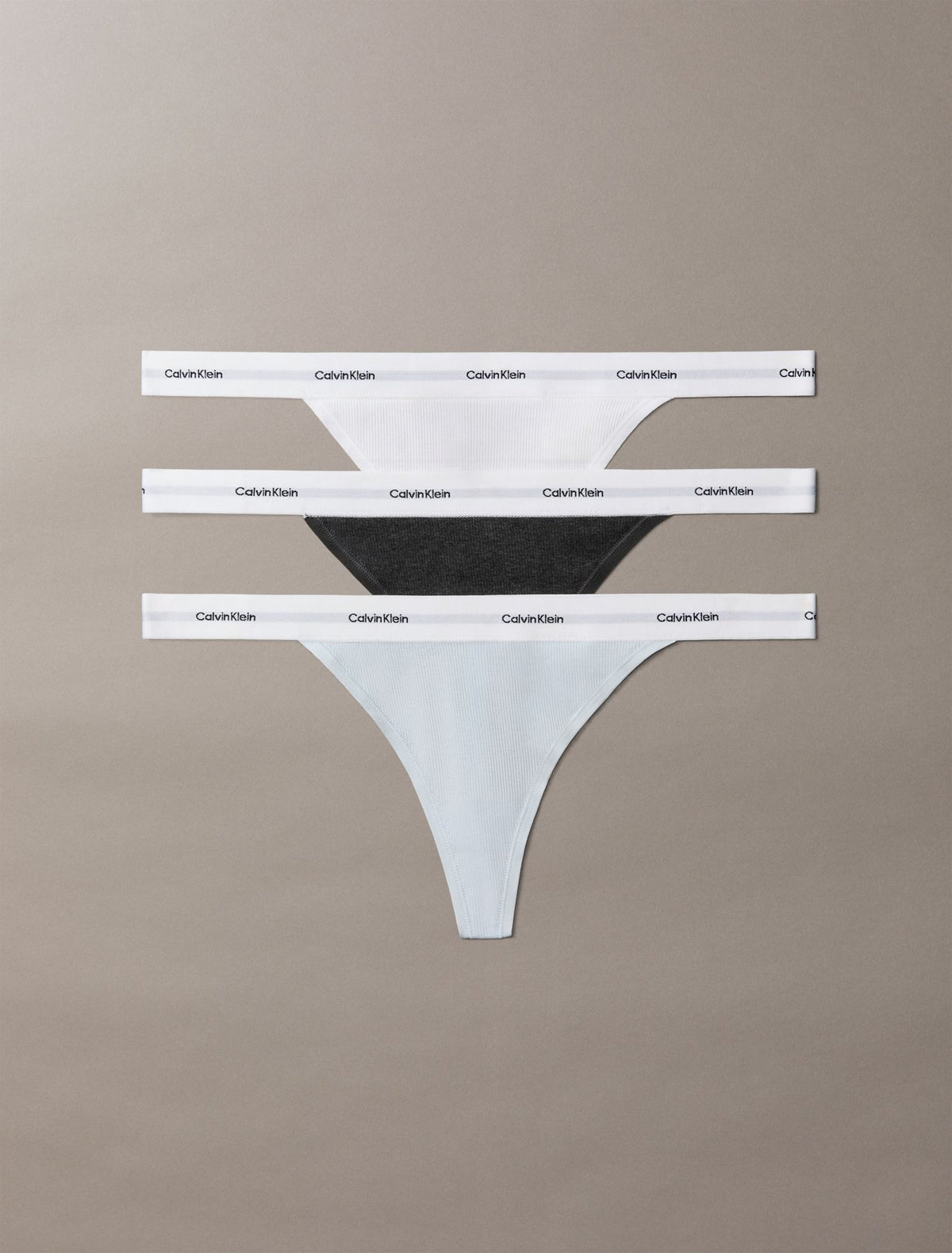 Calvin Klein Cotton Stretch Rib 3-Pack String Thong