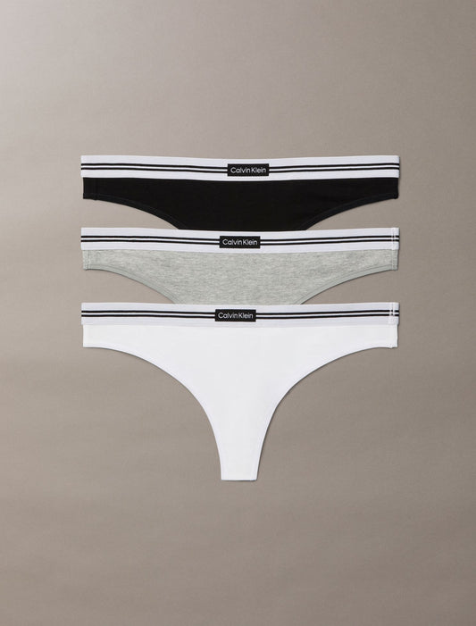 Calvin Klein Cotton Stretch Jacquard Logo Patch 3-Pack Thong