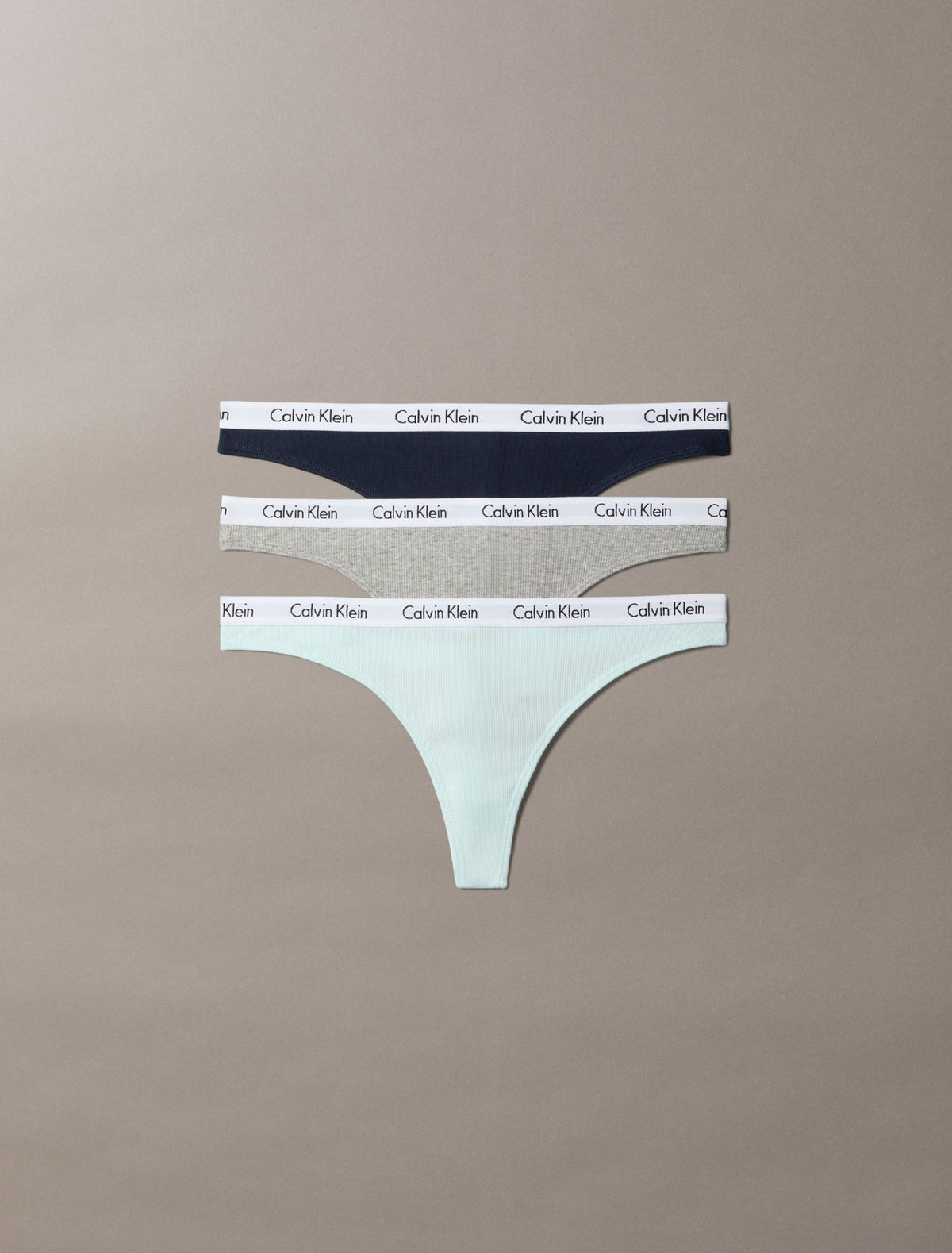 Calvin Klein Carousel Cotton Stretch Rib 3-Pack Thong
