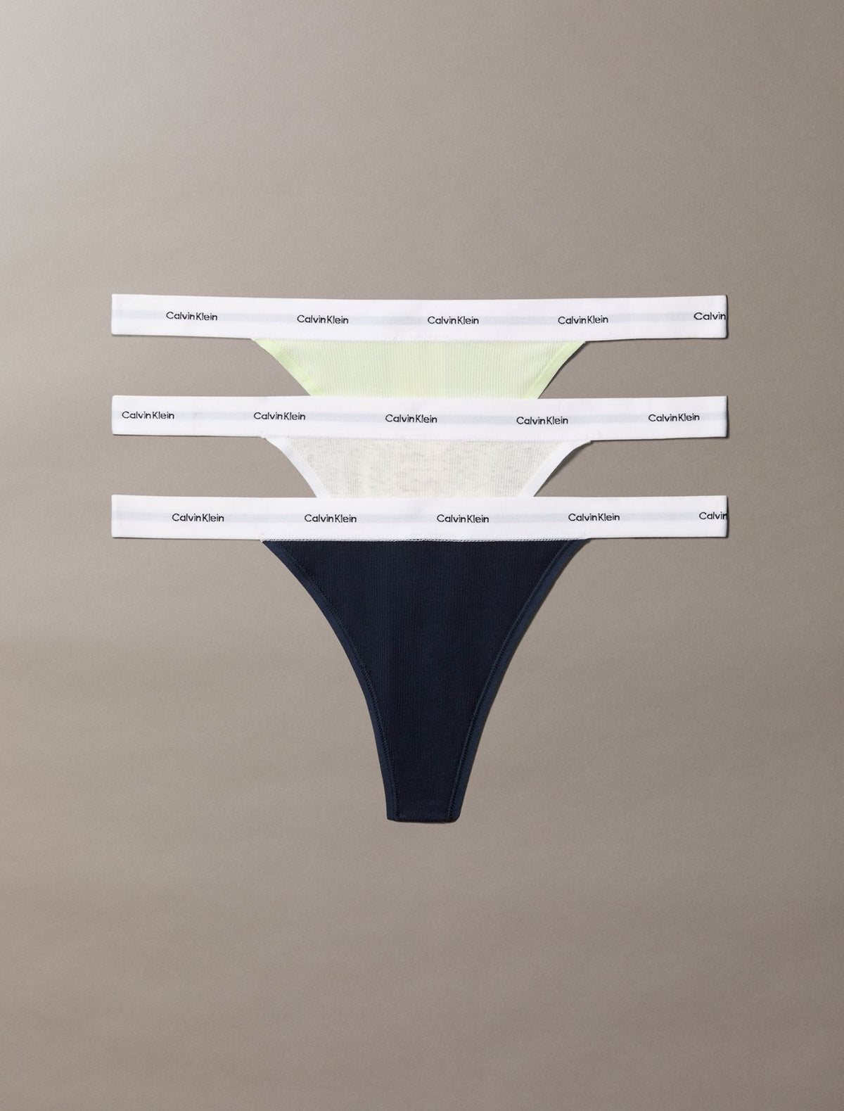 Calvin Klein Cotton Stretch Rib 3-Pack String Thong
