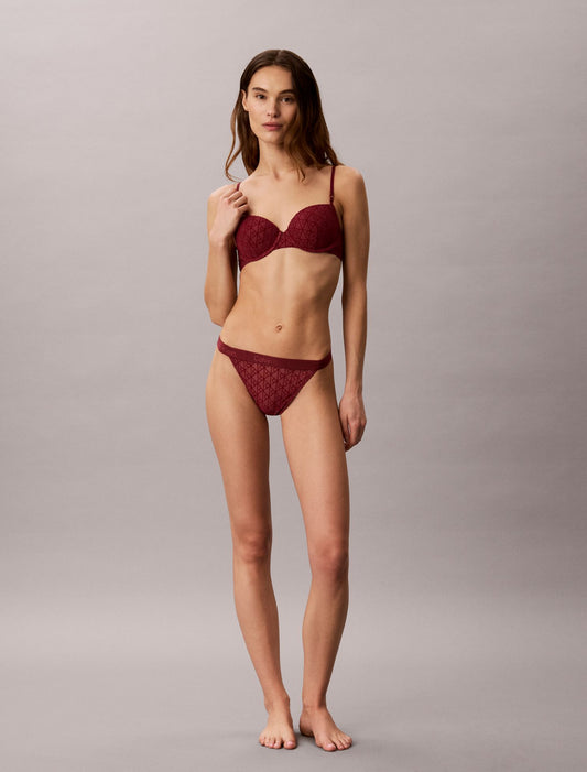 Calvin Klein Emblem Flocked Mesh High Leg Thong