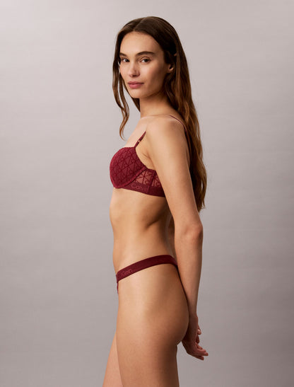 Calvin Klein Emblem Flocked Mesh High Leg Thong
