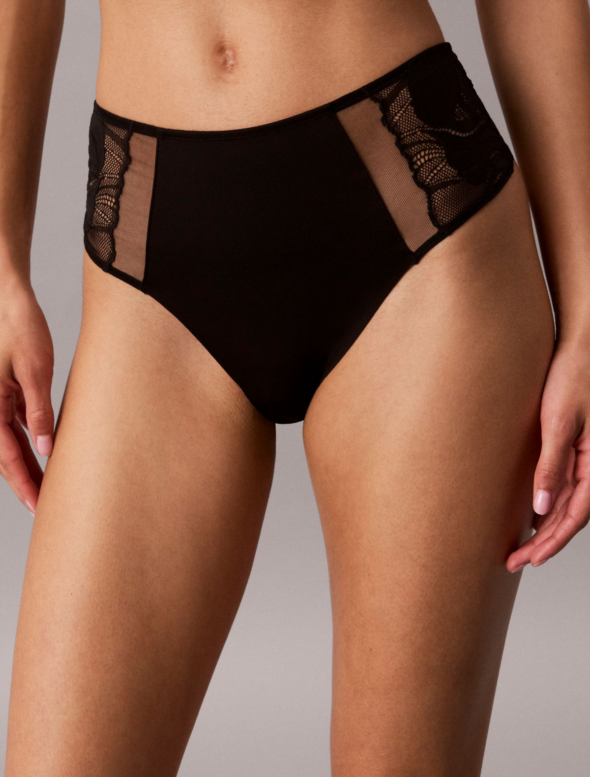 Calvin Klein CK Black Geo Lace High Waist Thong