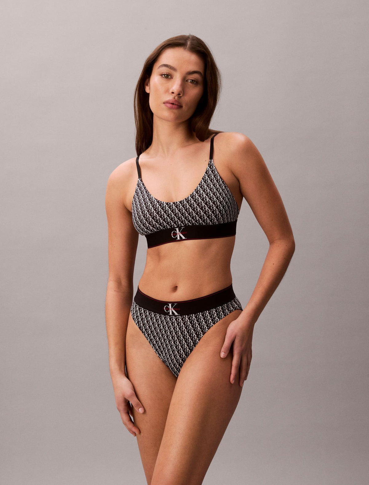 Calvin Klein Graphic Monogram Microfiber Stretch High Waist Bikini