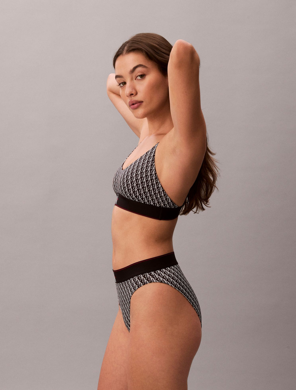 Calvin Klein Graphic Monogram Microfiber Stretch High Waist Bikini