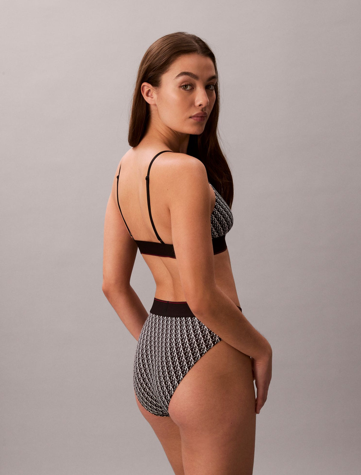 Calvin Klein Graphic Monogram Microfiber Stretch High Waist Bikini