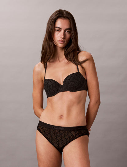 Calvin Klein Emblem Flocked Mesh Bikini