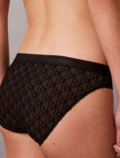 Calvin Klein Emblem Flocked Mesh Bikini