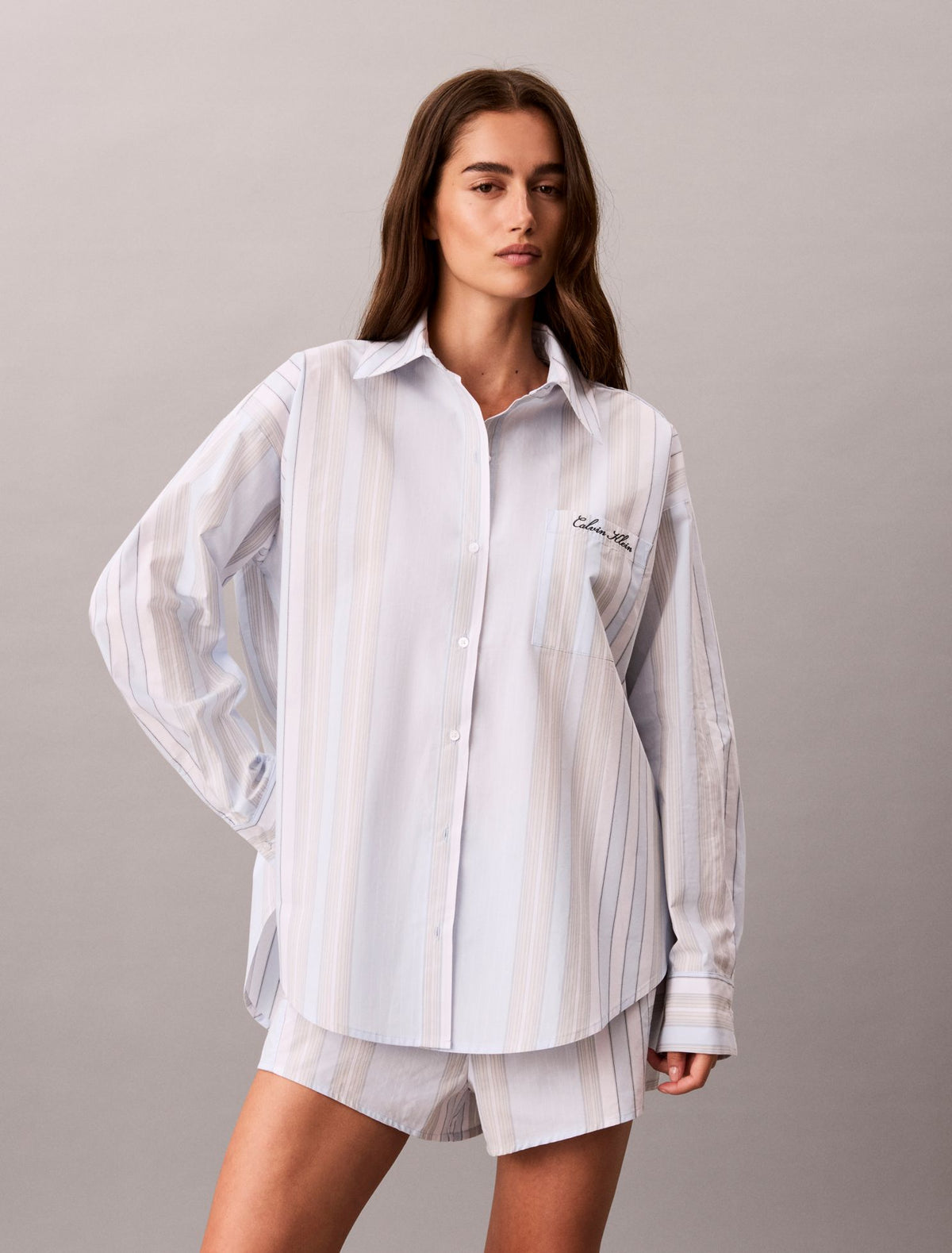 Calvin Klein Cotton Poplin Script Sleep Shorts