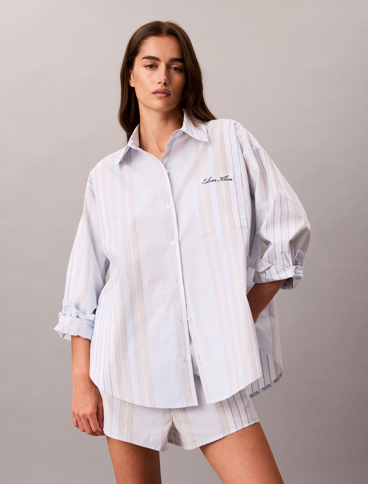 Calvin Klein Cotton Poplin Script Sleep Shirt