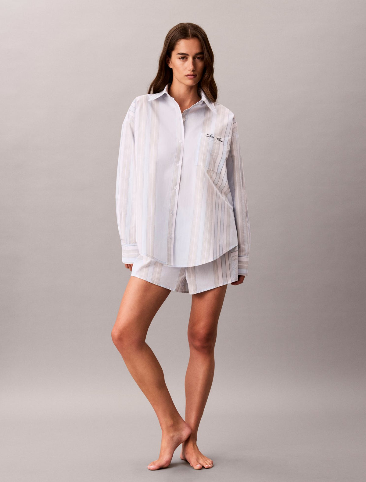 Calvin Klein Cotton Poplin Script Sleep Shirt