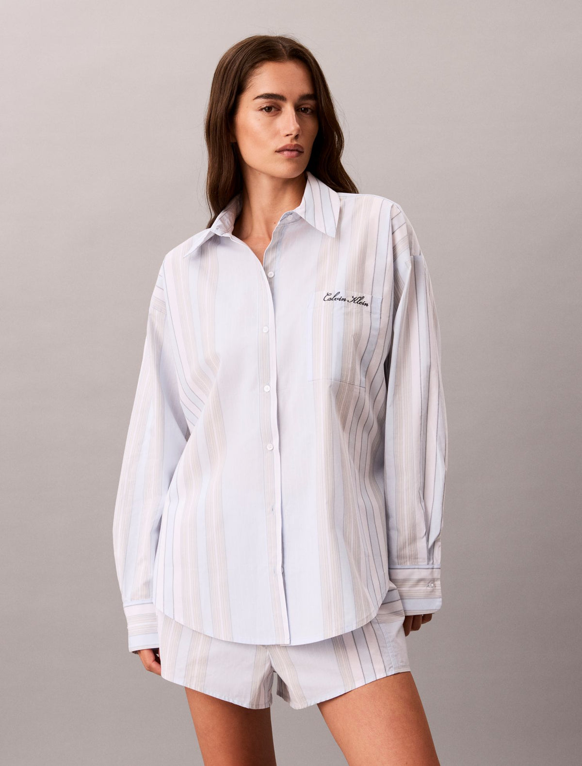 Calvin Klein Cotton Poplin Script Sleep Shirt