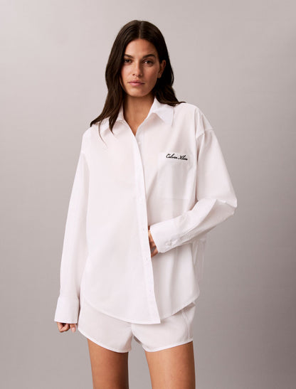 Calvin Klein Cotton Poplin Script Sleep Shirt
