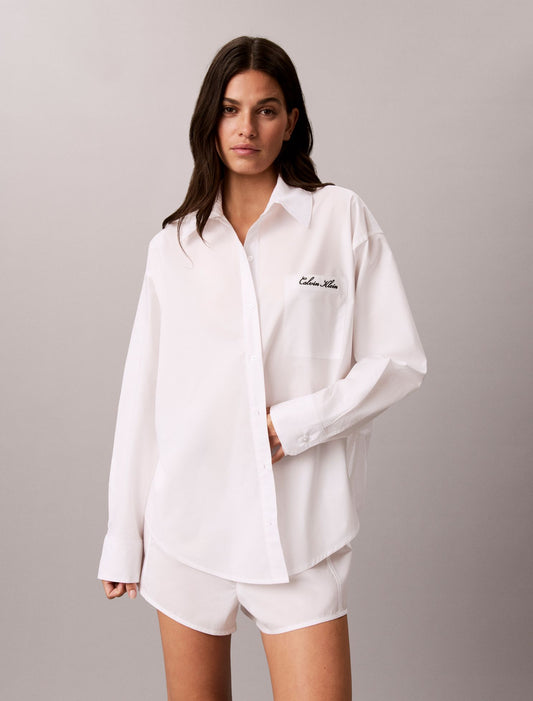 Calvin Klein Cotton Poplin Script Sleep Shirt